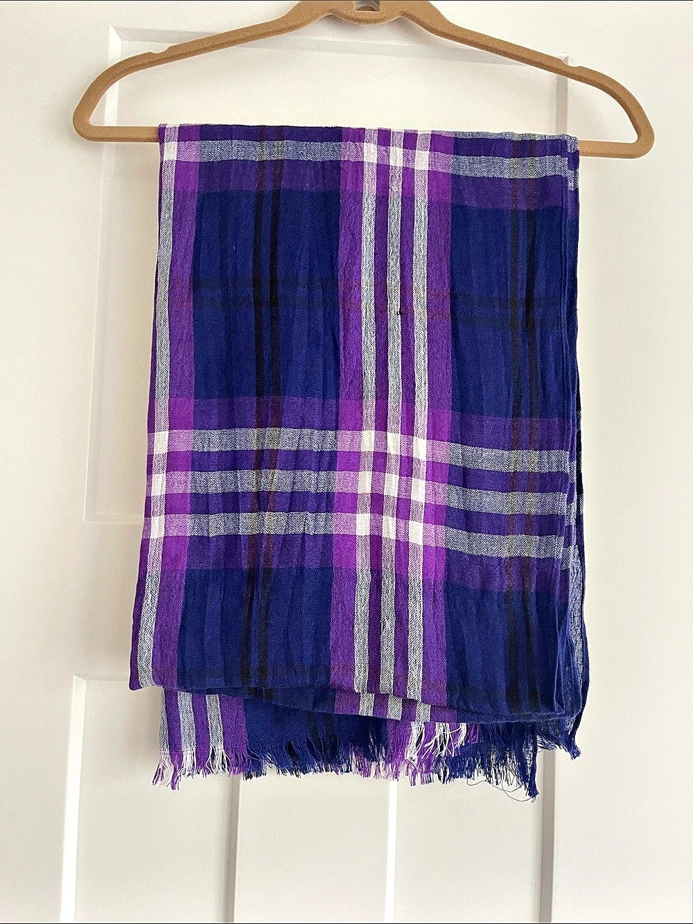 Little Earth Productions Plaid Scarf in Blue & Purple